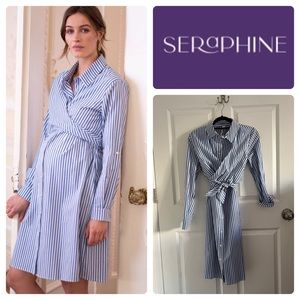 SERAPHINE Cotton & Lyocell Maternity & Nursing Shirt Dress